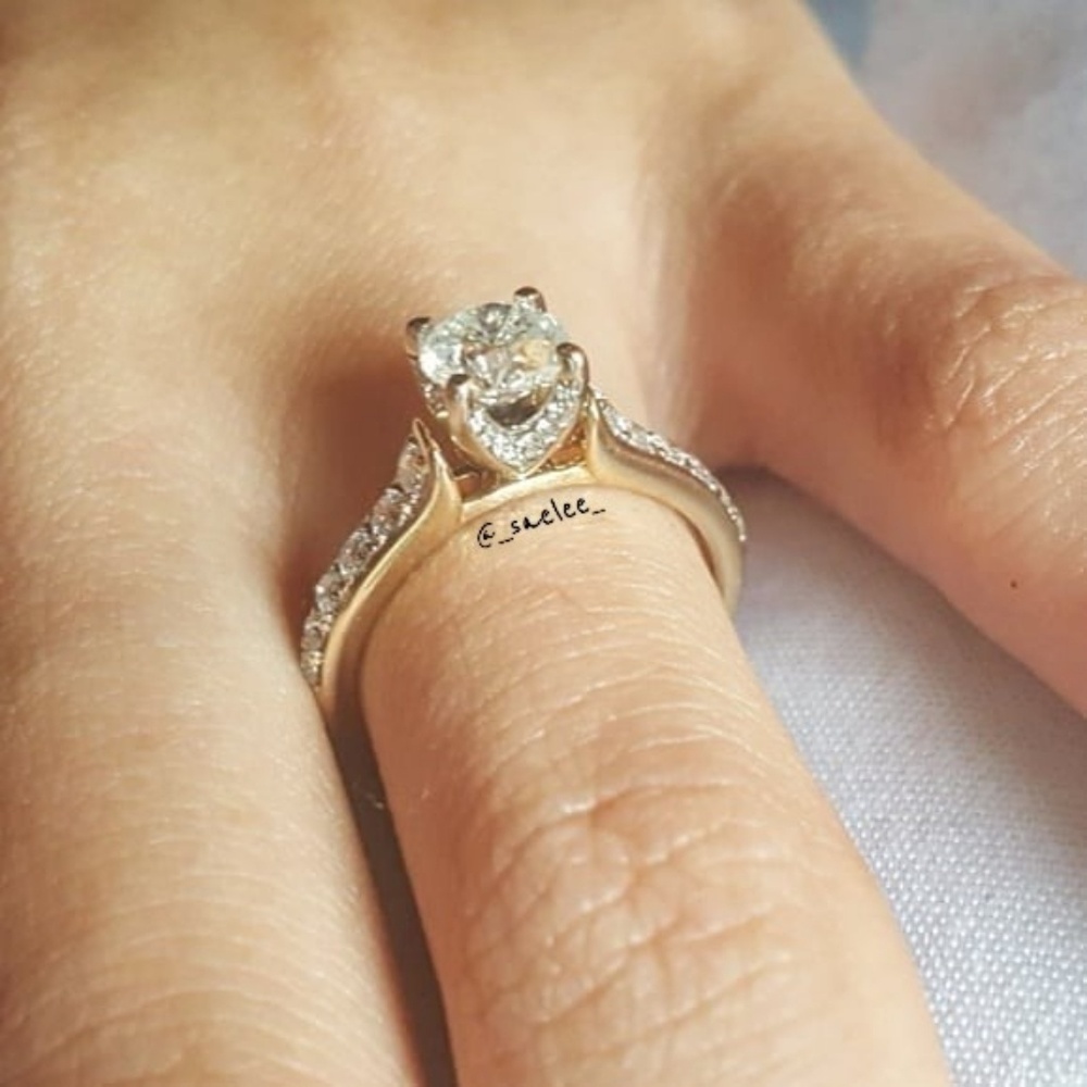 2 Toned, 14K Gold Diamond Engagement Ring